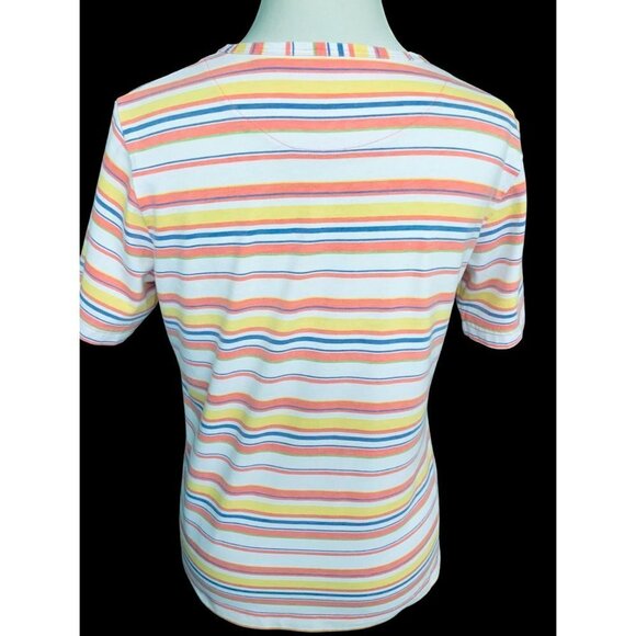 SPECULATION PETITIE LADIES SS COLORFUL STRIPED TEE TSHIRT TOP TUNIC COTTON PL - Picture 3 of 8